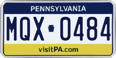 PA license plate MQX0484