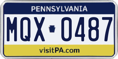 PA license plate MQX0487