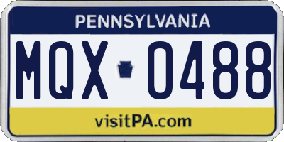 PA license plate MQX0488