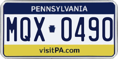 PA license plate MQX0490