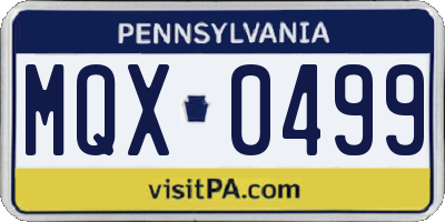 PA license plate MQX0499