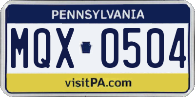 PA license plate MQX0504