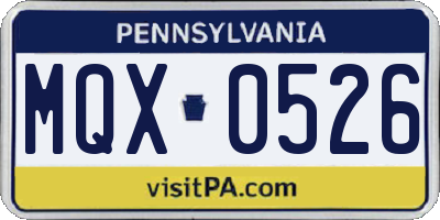 PA license plate MQX0526
