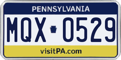 PA license plate MQX0529