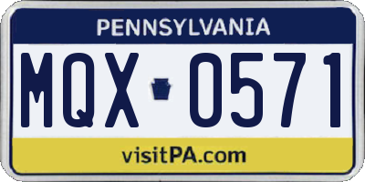 PA license plate MQX0571