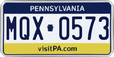PA license plate MQX0573