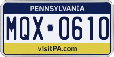 PA license plate MQX0610