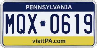 PA license plate MQX0619