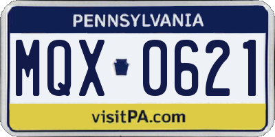 PA license plate MQX0621