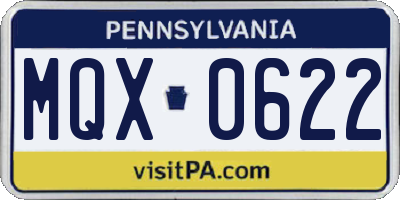 PA license plate MQX0622