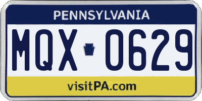 PA license plate MQX0629