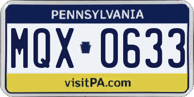 PA license plate MQX0633