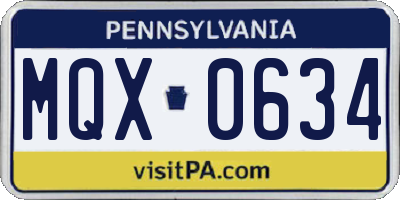 PA license plate MQX0634