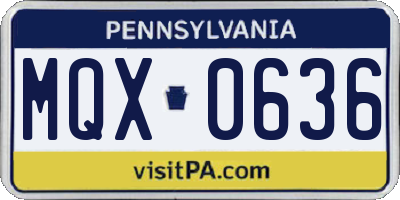 PA license plate MQX0636