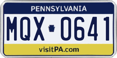 PA license plate MQX0641
