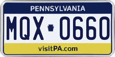 PA license plate MQX0660