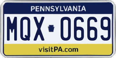 PA license plate MQX0669