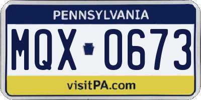 PA license plate MQX0673