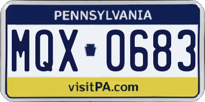 PA license plate MQX0683
