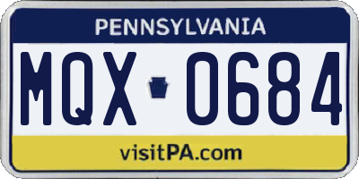 PA license plate MQX0684