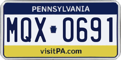 PA license plate MQX0691