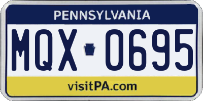 PA license plate MQX0695