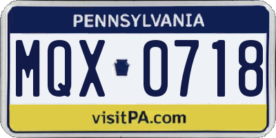 PA license plate MQX0718