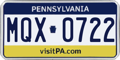 PA license plate MQX0722