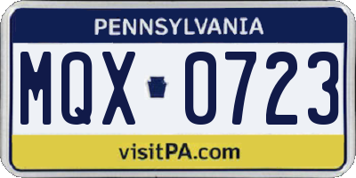 PA license plate MQX0723