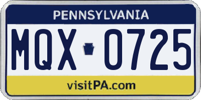 PA license plate MQX0725
