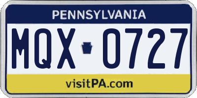 PA license plate MQX0727