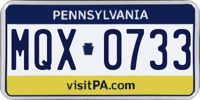 PA license plate MQX0733