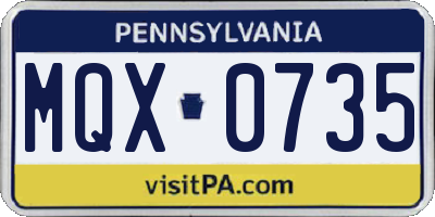 PA license plate MQX0735