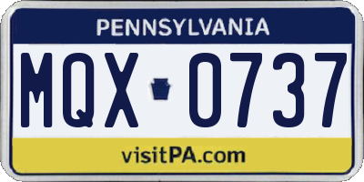 PA license plate MQX0737