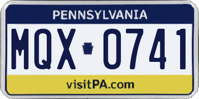PA license plate MQX0741