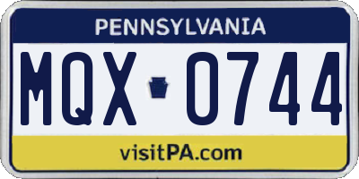 PA license plate MQX0744