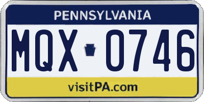 PA license plate MQX0746