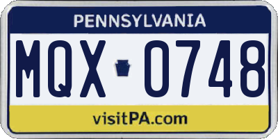 PA license plate MQX0748