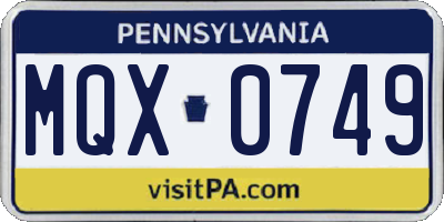 PA license plate MQX0749