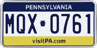 PA license plate MQX0761