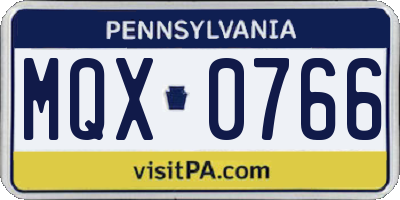 PA license plate MQX0766