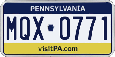 PA license plate MQX0771