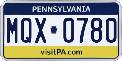 PA license plate MQX0780