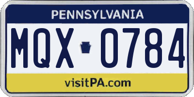 PA license plate MQX0784