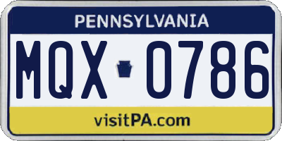 PA license plate MQX0786
