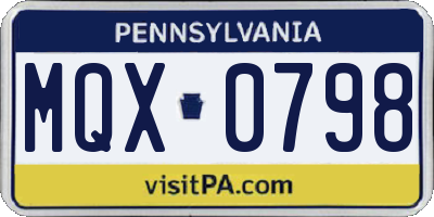 PA license plate MQX0798