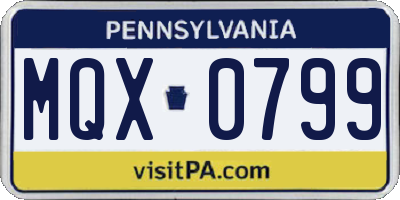 PA license plate MQX0799