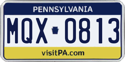 PA license plate MQX0813