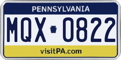 PA license plate MQX0822