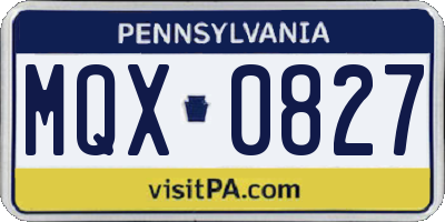 PA license plate MQX0827